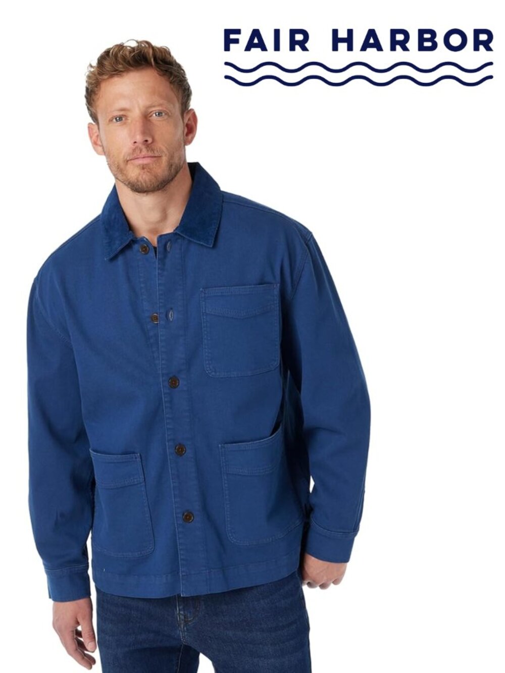 FAIR HARBOR {NWT} Men's Seaport Chore Jacket | Oceana Blue | Medium-Large